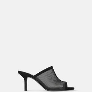 NWT Zara Heeled Mesh Mules